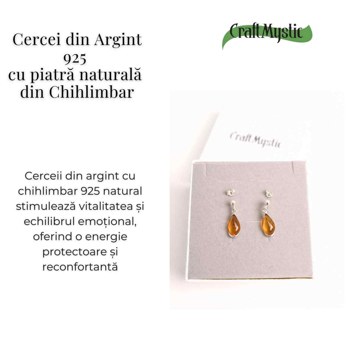 Cercei Argint 925 cu Chihlimbar - Eleganta si Protectie Naturala