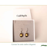 Cercei Argint 925 cu Chihlimbar Verde si Floare – Eleganta si Armonie Naturala