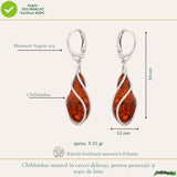 Cercei Argint 925 cu Chihlimbar Rosu Lacrima – Eleganta si Energie Pozitiva