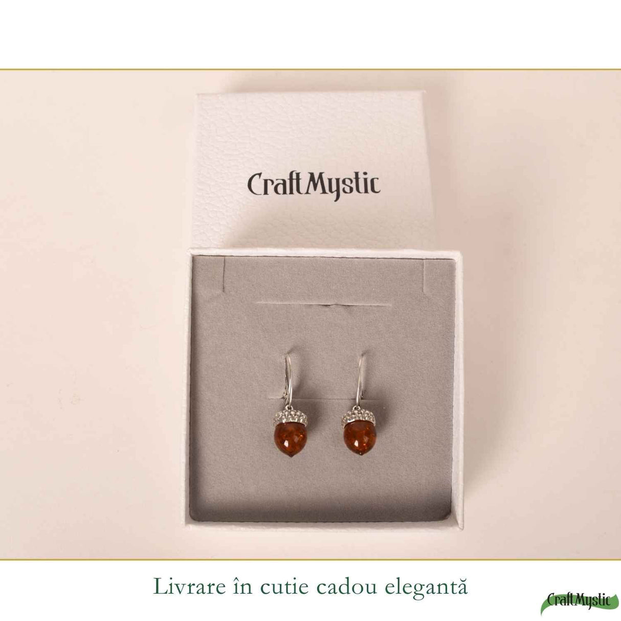 Cercei Argint 925 cu Chihlimbar Ghinda - Protectie, Energie Calda si Echilibru