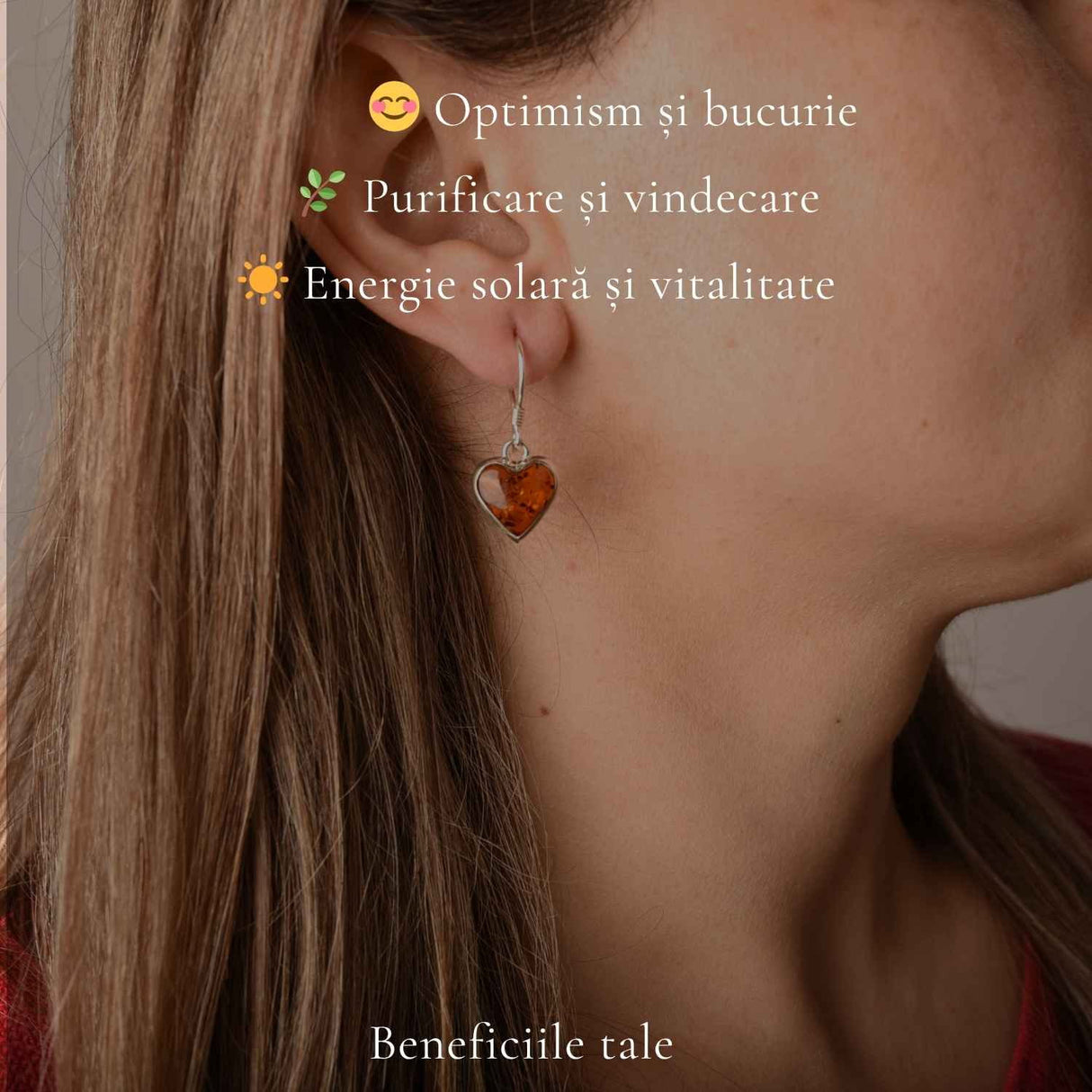 Cercei Argint 925 cu Chihlimbar Inima – Iubire si Eleganta Feminina