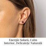 Cercei Argint 925 cu Chihlimbar rosu inchis Natural Rotund - Energie Solara, Delicatete si Protectie