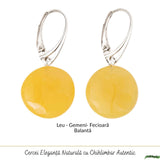 Cercei Argint 925 cu Chihlimbar Galben Rotund – Energie Pozitiva si Eleganta Calda