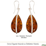 Cercei Argint 925 cu Chihlimbar Lacrima – Energie Calda si Eleganta Statement