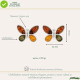 Cercei Argint 925 cu Chihlimbar Multicolor Fluture – Bucurie si Feminitate