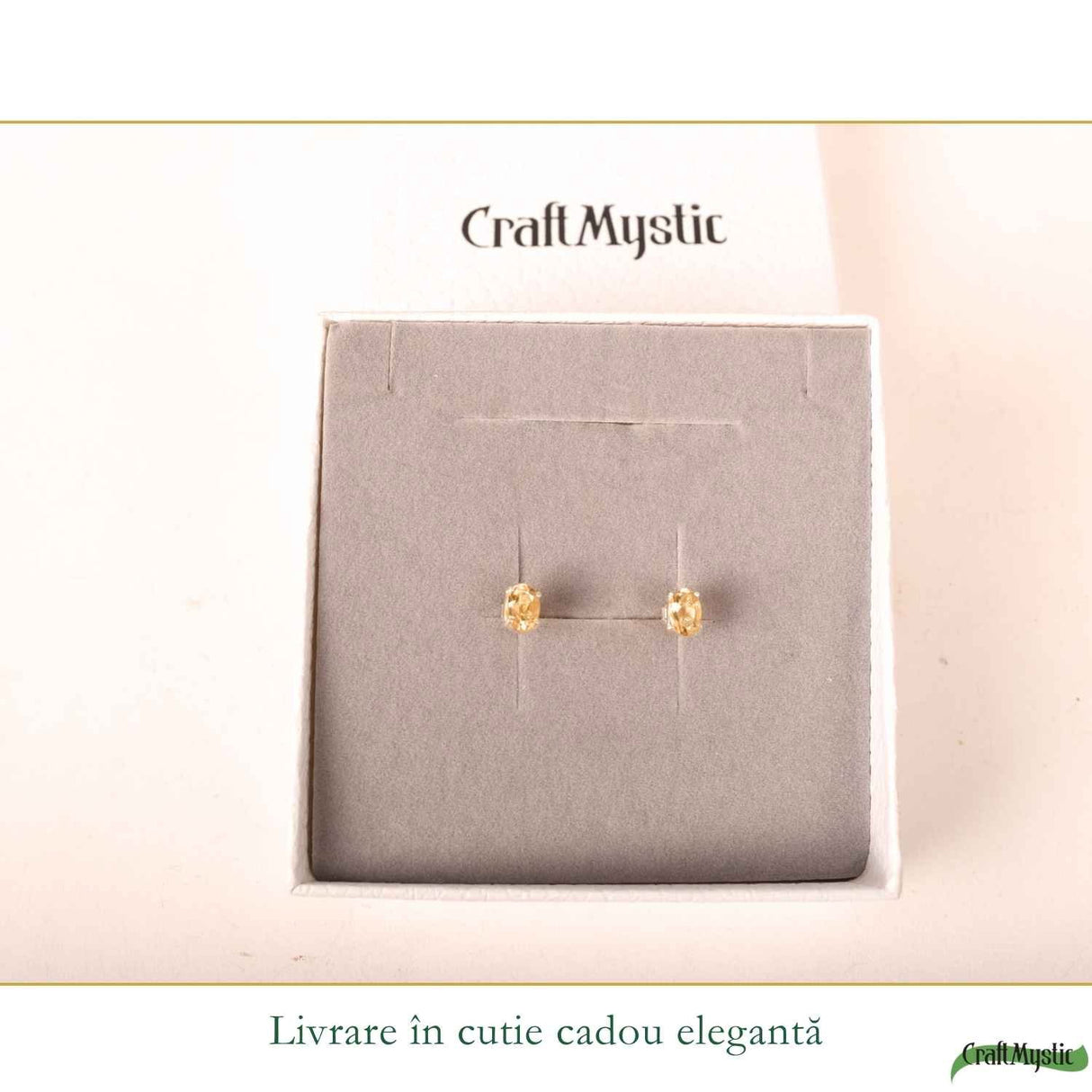 Cercei Argint 925 cu Citrin Fatetat Oval – Energie Pozitiva si Claritate