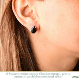 Cercei Argint 925 cu Obsidian Natural in Forma de Lacrima – Protectie si Eleganta