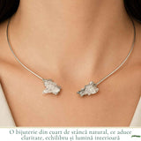 Colier Choker Argintiu cu Cuart de Stanca Natural – Claritate si Echilibru Energetic