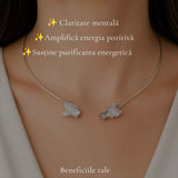 Colier Choker Argintiu cu Cuart de Stanca Natural – Claritate si Echilibru Energetic
