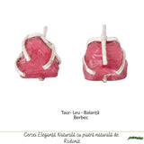 Cercei Argint 925 cu Rodonit Brut Natural – Echilibru Emotional si Energie Blanda