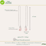 Cercei Argint 925 cu Cuart Roz Brut si Lant – Iubire si Energie Naturala