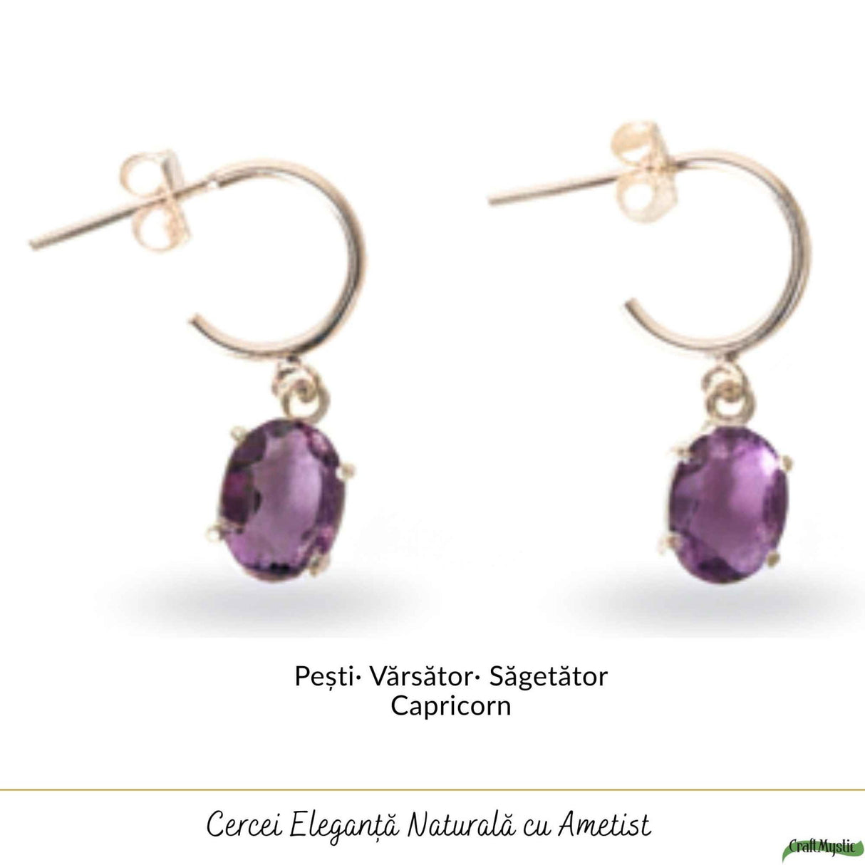 Cercei Argint 925 cu Ametist Fatetat Oval – Claritate si Eleganta Delicata