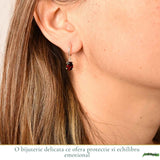 Cercei Argint 925 cu Granat Oval – Energie, Pasiune si Stabilitate