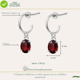 Cercei Argint 925 cu Granat Oval – Energie, Pasiune si Stabilitate