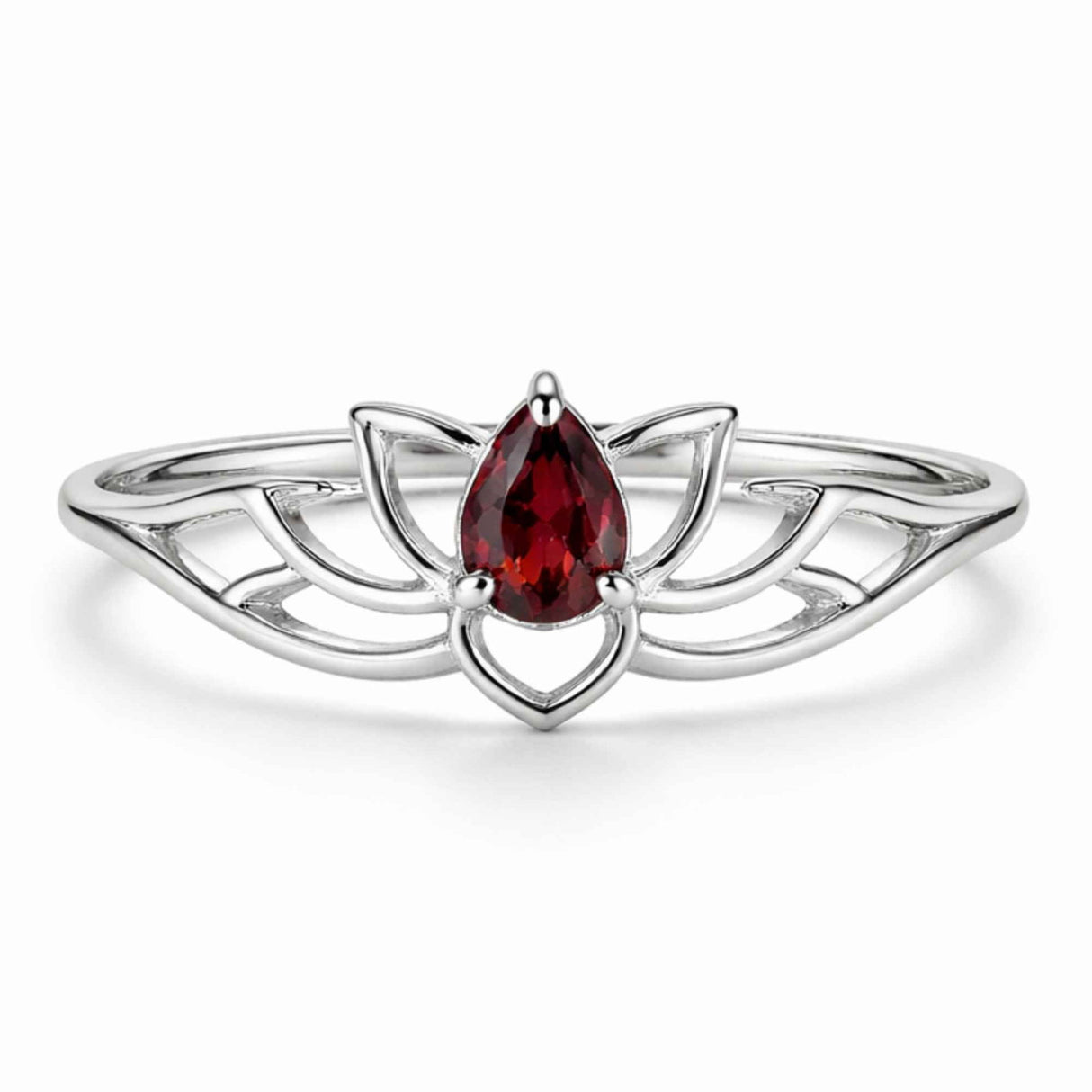 Inel Argint 925 cu Granat Lotus – Energie, Echilibru si Renastere