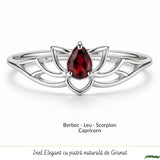Inel Argint 925 cu Granat Lotus – Energie, Echilibru si Renastere