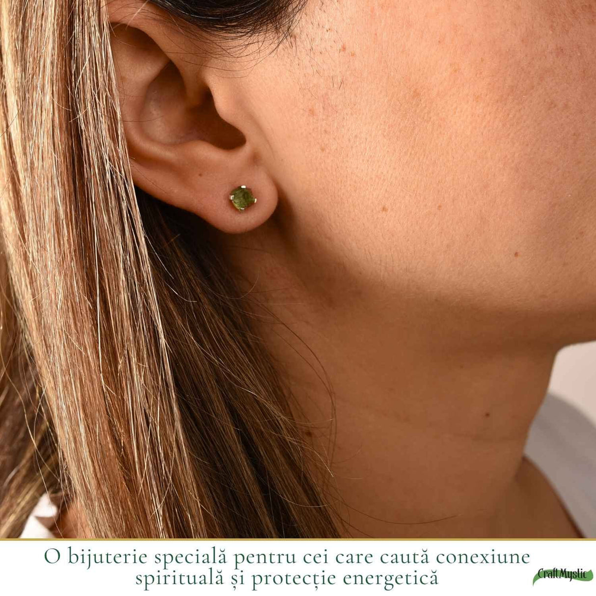 Cercei Argint 925 cu Moldavit Brut – Transformare si Energie Spirituala