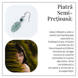 Cercei Argint 925 cu Jad Albastru Guatemala - Model Frunza Naturala pentru Puritate si Armonie Interioara