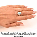 Inel Argint 925 cu Larimar in Forma de Lacrima - Liniste si Claritate Interioara