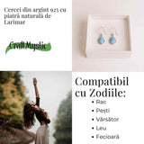 Cercei Argint 925 cu Larimar Lacrima - Calm si Purificare Emotionala