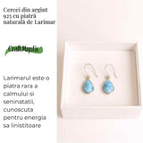 Cercei Argint 925 cu Larimar Lacrima - Calm si Purificare Emotionala
