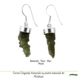 Cercei Argint 925 cu Moldavit Brut – Energie, Echilibru si Transformare