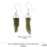 Cercei Argint 925 cu Moldavit Brut – Energie si Echilibru Interior