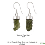 Cercei Argint 925 cu Moldavit Brut – Energie, Echilibru si Transformare
