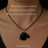 Colier cu Obsidian Natural in Forma de Cal – Protectie, Forta si incredere