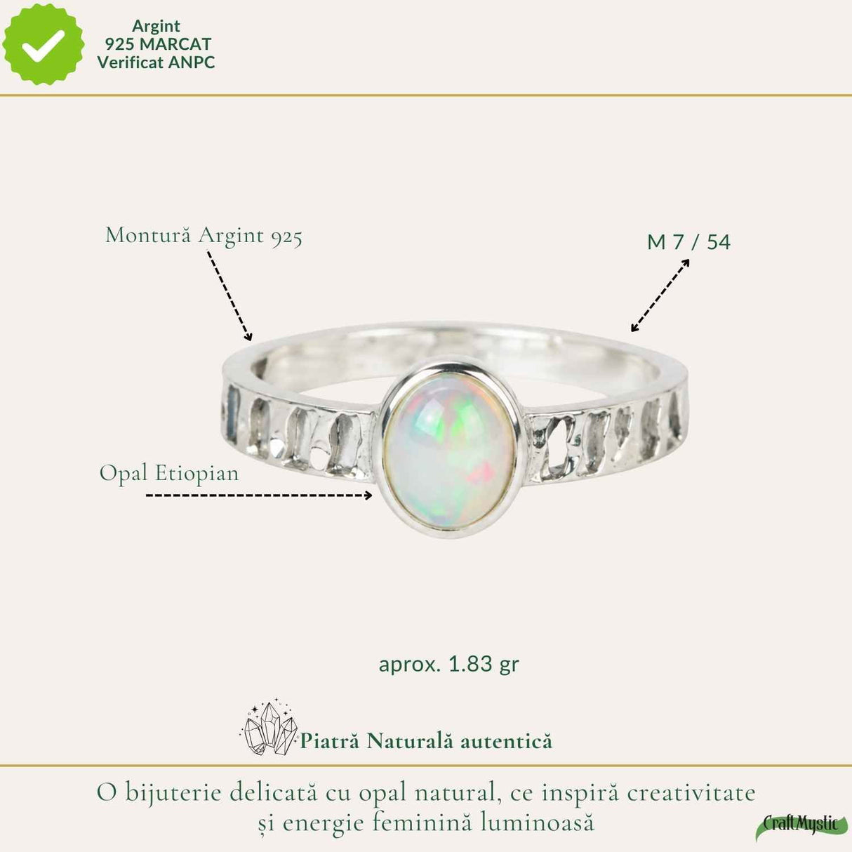 Inel Argint 925 cu Opal Etiopian Oval – Inspiratie si Feminitate Luminoasa