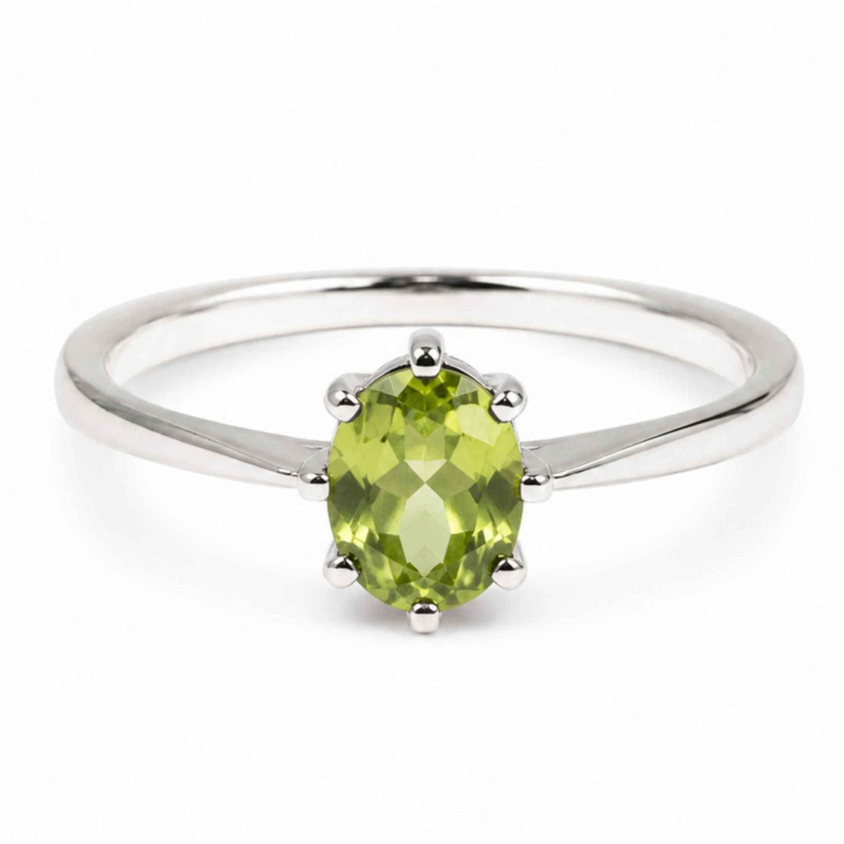 Inel Argint 925 cu Peridot Fatetat Oval – Echilibru si Energie Pozitiva