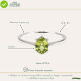Inel Argint 925 cu Peridot Fatetat Oval – Echilibru si Energie Pozitiva