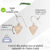 Cercei Argint 925 cu Piatra Lunii Triunghi - Protectie si Ascensiune