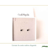 Cercei Argint 925 cu Safir Negru Patrat – Protectie si Claritate Interioara