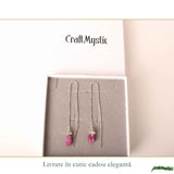 Cercei Lungi Argint 925 cu Rubin Brut Natural – Pasiune si Feminitate Autentica