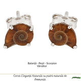 Cercei Argint 925 cu Amonit Natural in Forma de Melc – Echilibru si Evolutie