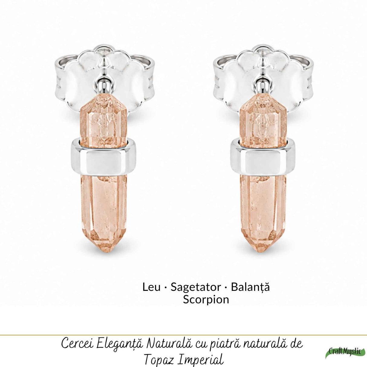 Cercei Argint 925 cu Topaz Imperial Brut – Delicatete Luminoasa si Eleganta Naturala