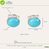 Cercei argint 925 cu turcoaz oval – calm si echilibru emotional
