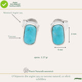 Cercei argint 925 cu turcoaz dreptunghiular – calm si protectie
