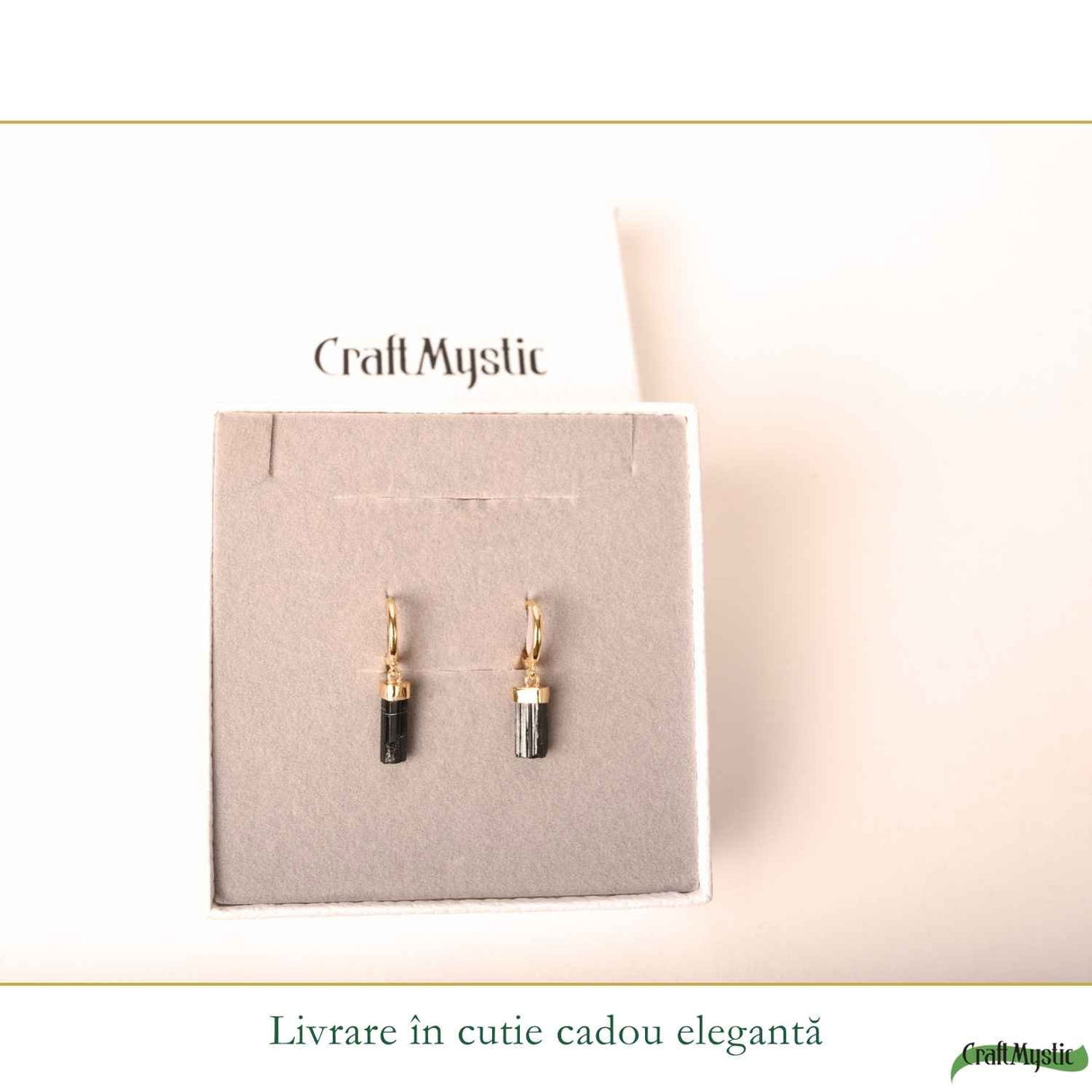 Cercei Argint 925 cu Turmalina Neagra Bruta – Protectie si Stabilitate Naturala