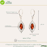 Cercei Argint 925 Frunza cu Chihlimbar - Energie Naturala si Eleganta Delicata