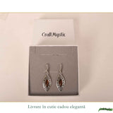 Cercei Argint 925 Frunza cu Chihlimbar - Energie Naturala si Eleganta Delicata