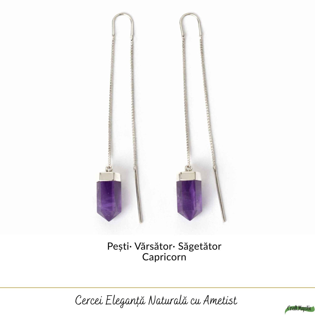 Cercei Argint 925 Varf cu Ametist Natural – Eleganta, Claritate si Energie Pozitiva