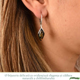 Cercei Argint 925 Oval cu Chihlimbar Verde - Eleganta Naturala si Energie Pozitiva