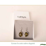 Cercei Argint 925 Ovali cu Chihlimbar Verde - Eleganta Naturala si Energie Pozitiva
