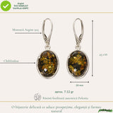 Cercei Argint 925 Ovali cu Chihlimbar Verde - Eleganta Naturala si Energie Pozitiva