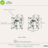 Cercei Argint 925 cu Topaz Alb Fatetat Patrat – Claritate si Eleganta Delicata