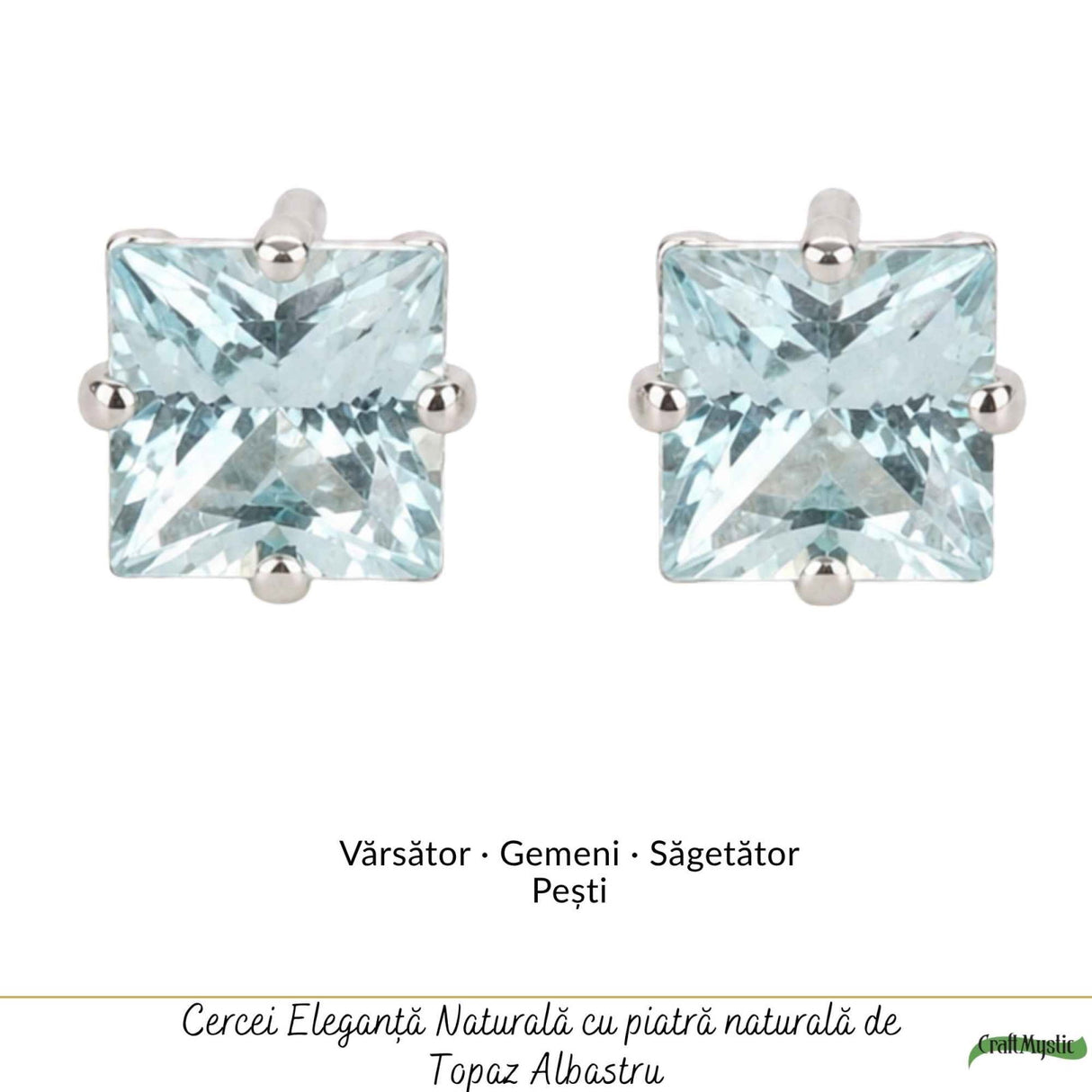 Cercei argint 925 patrati cu topaz albastru – calm si claritate zilnica
