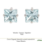 Cercei argint 925 patrati cu topaz albastru – calm si claritate zilnica