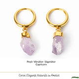 Cercei Argint 925 Placat Aur 18K cu Ametist Brut – Claritate, Calm si Eleganta Naturala